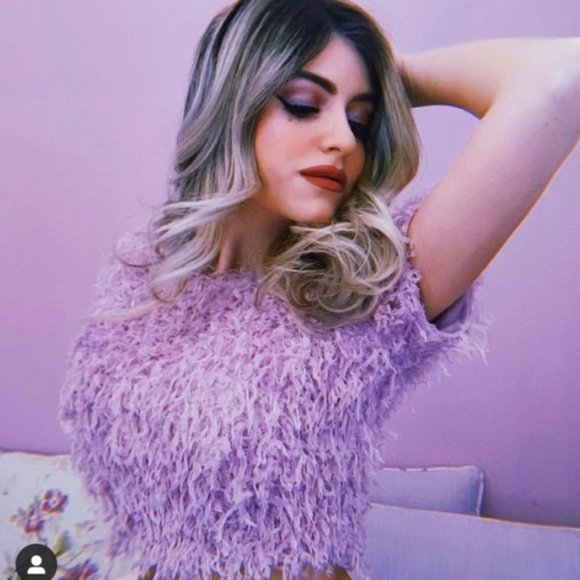 NWT Zara lilac purple colour feather crop top, Medium - Picture 7 of 12